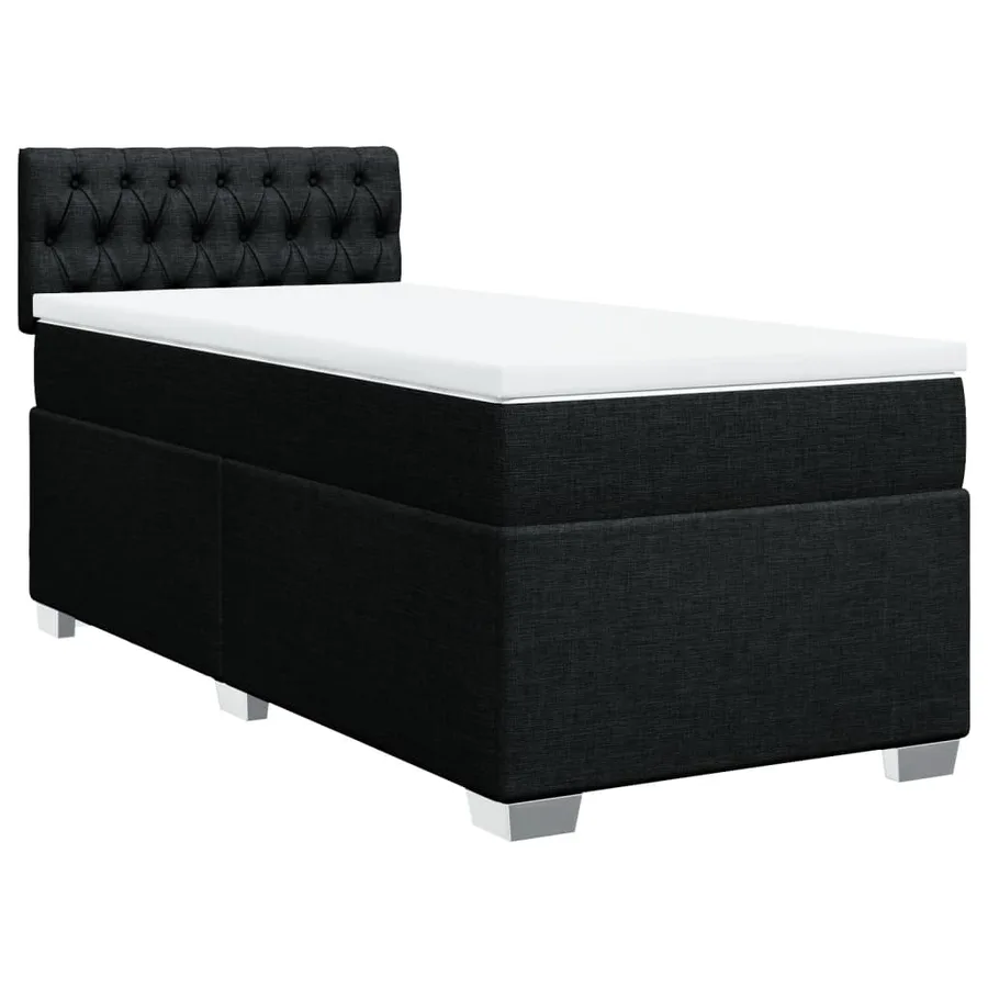 Sommier à lattes de lit avec matelas Noir 90x200 cm Tissu - 2