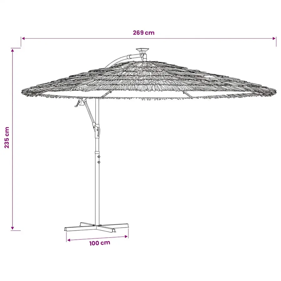 Parasol de jardin avec mât en acier marron 269x269x235 cm - 11