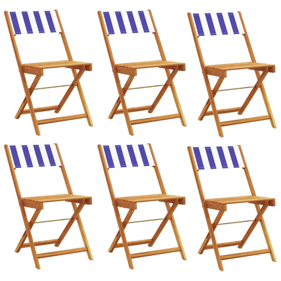 Chaises de jardin pliantes lot de 6 tissu et bois massif - 2