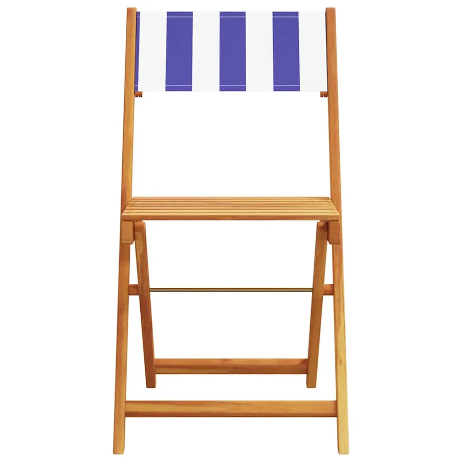 Chaises de jardin pliantes lot de 6 tissu et bois massif - 4