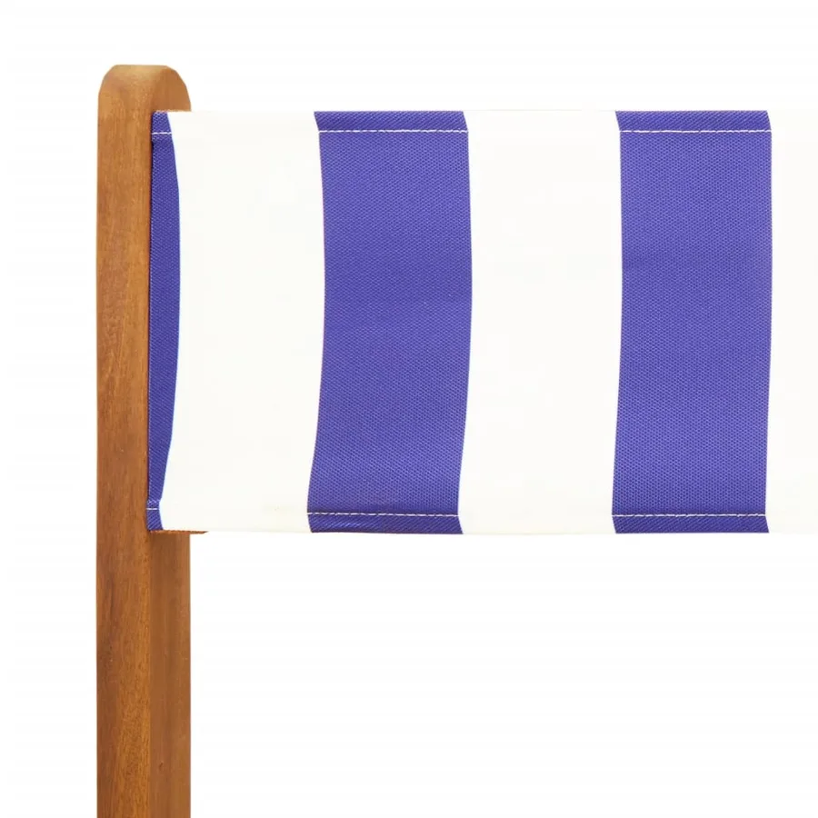 Ensemble de bistro 3 pcs bleu et blanc tissu et bois massif - 10
