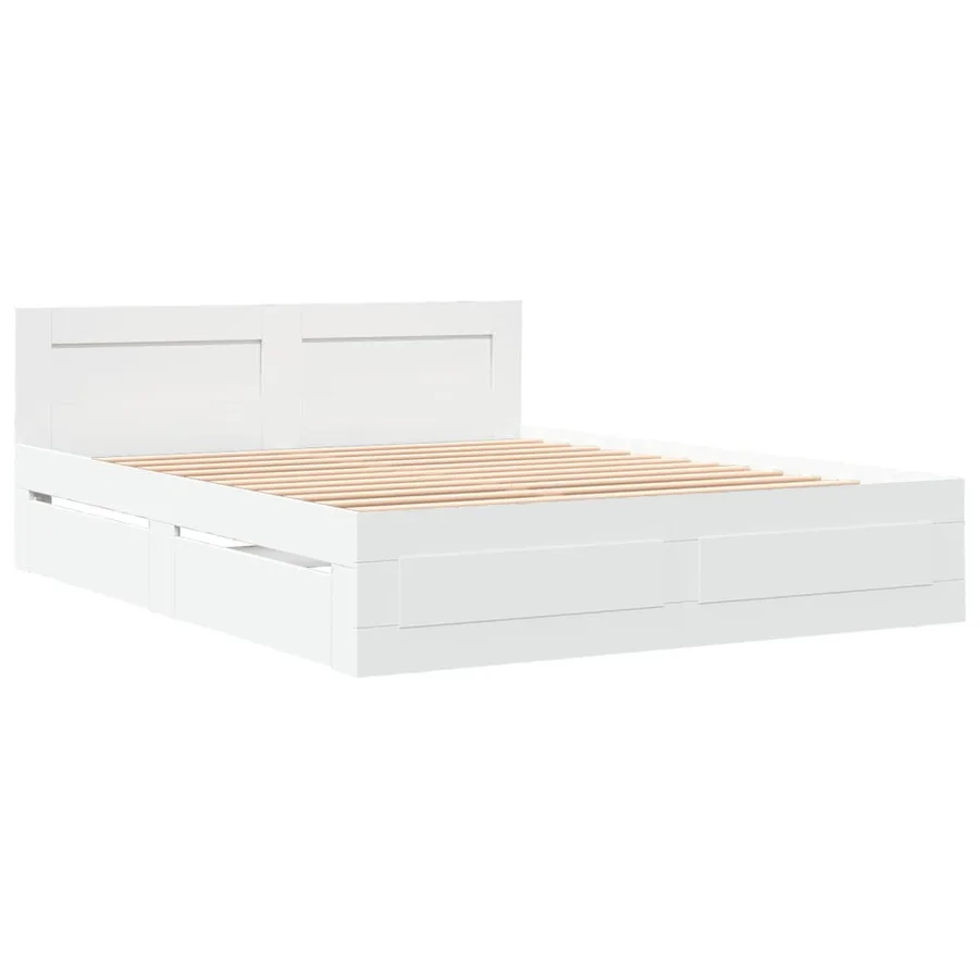 Cadre de lit avec tête de lit sans matelas blanc 150x200 cm - 3