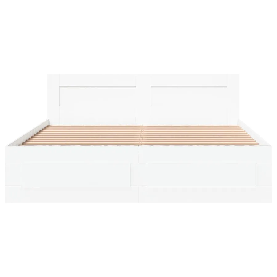 Cadre de lit avec tête de lit sans matelas blanc 150x200 cm - 5