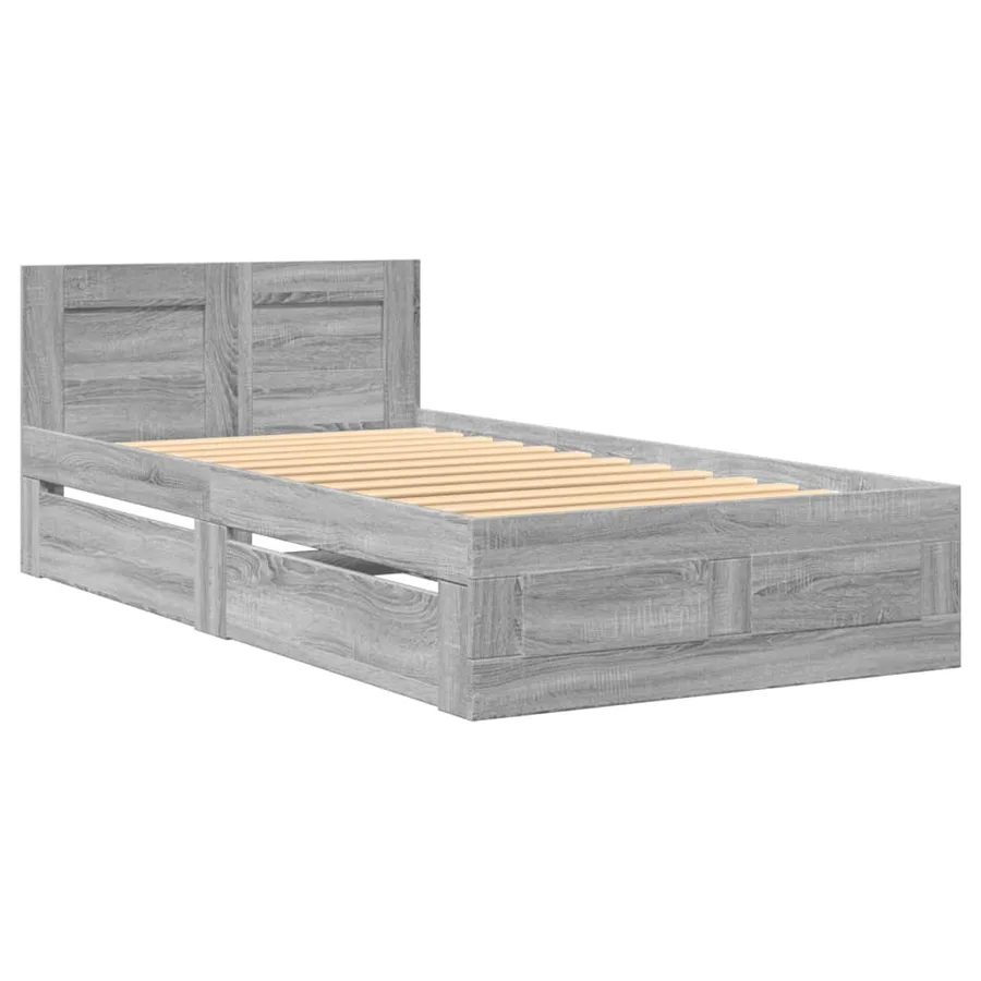 Cadre de lit et tête de lit sans matelas sonoma gris 90x200 cm - 3