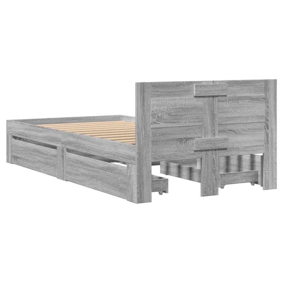 Cadre de lit et tête de lit sans matelas sonoma gris 90x200 cm - 7