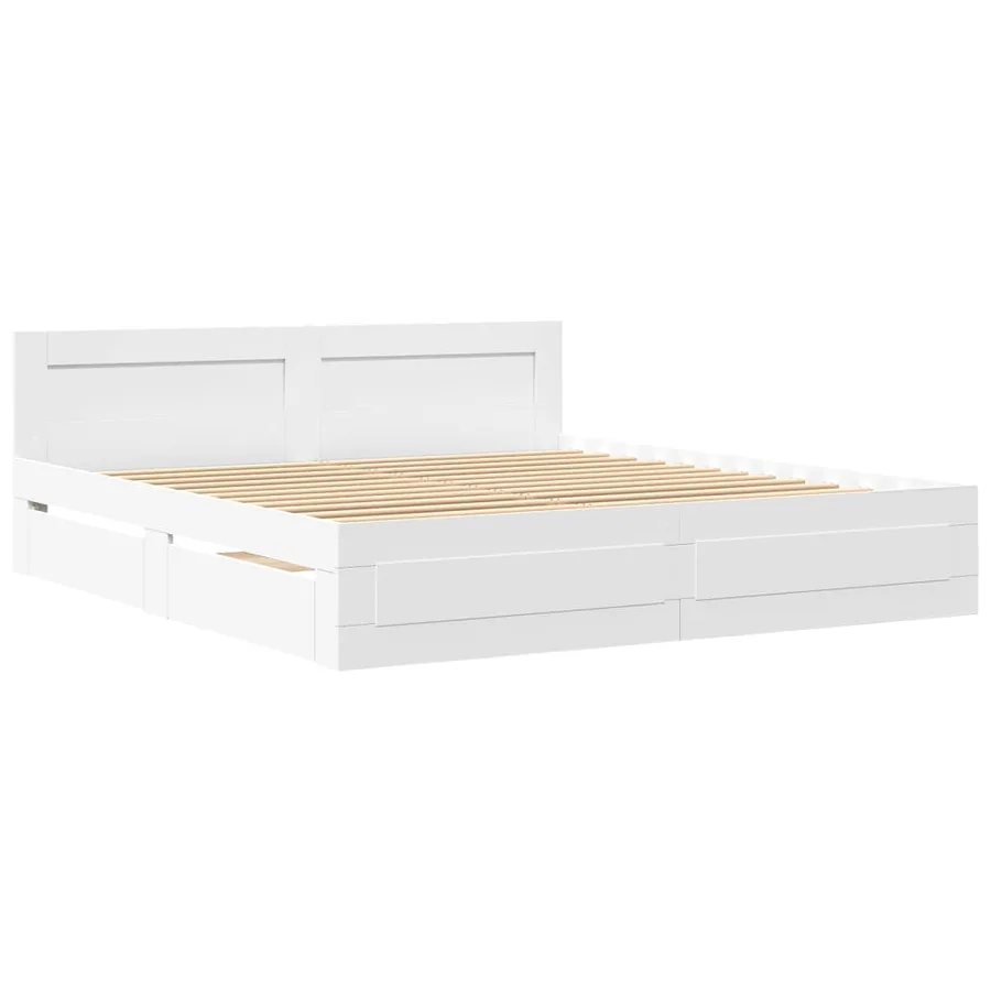 Cadre de lit avec tête de lit sans matelas blanc 200x200 cm - 3