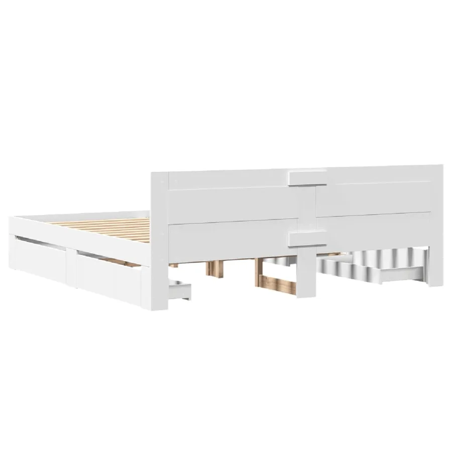 Cadre de lit avec tête de lit sans matelas blanc 200x200 cm - 7