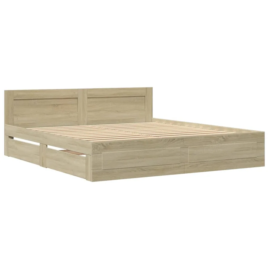 Cadre de lit tête de lit sans matelas chêne sonoma 200x200 cm - 3