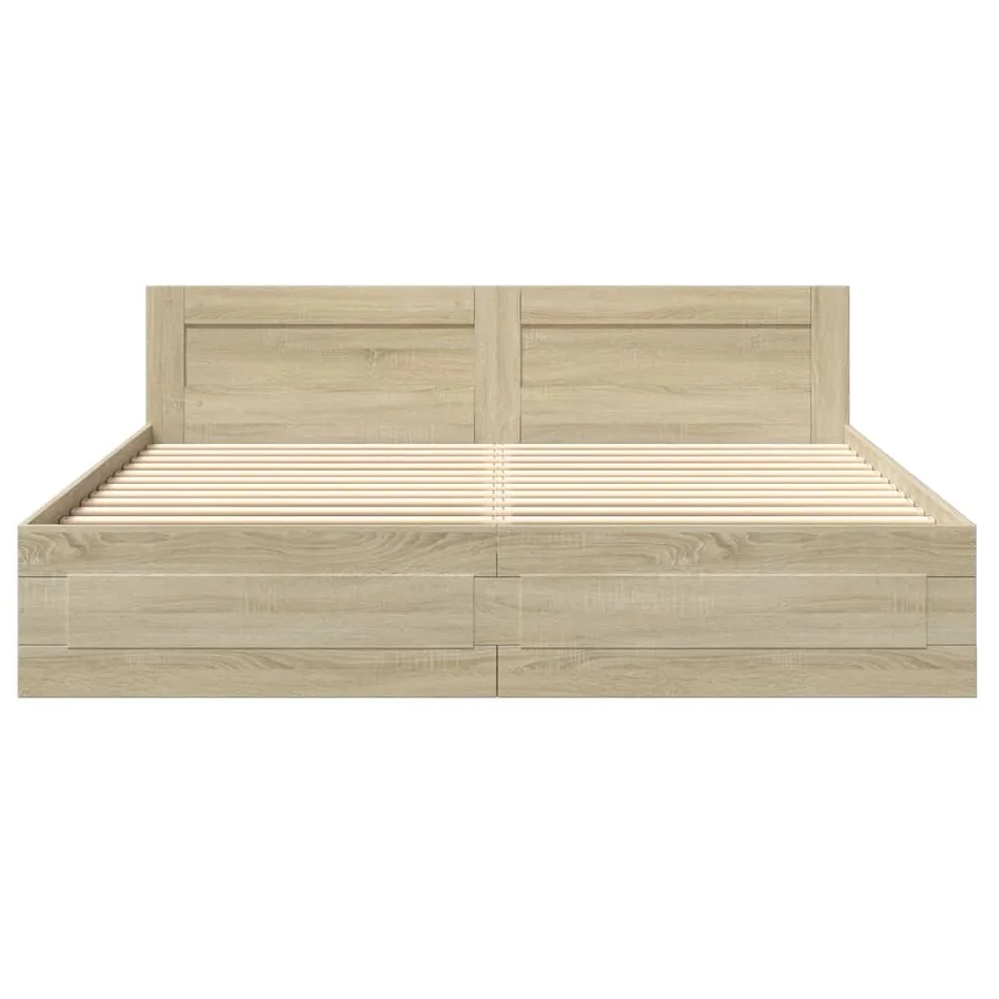Cadre de lit tête de lit sans matelas chêne sonoma 200x200 cm - 5