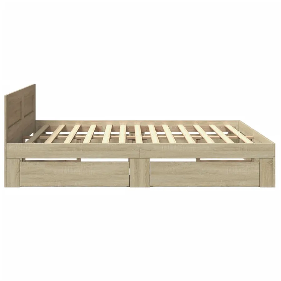 Cadre de lit tête de lit sans matelas chêne sonoma 200x200 cm - 6