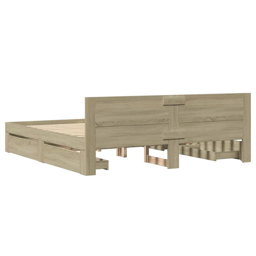 Cadre de lit tête de lit sans matelas chêne sonoma 200x200 cm - 7