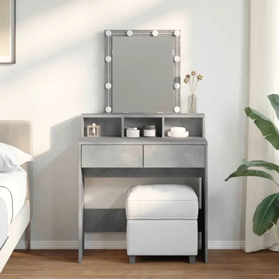 Coiffeuse avec LED gris béton 80x41x144,5 cm