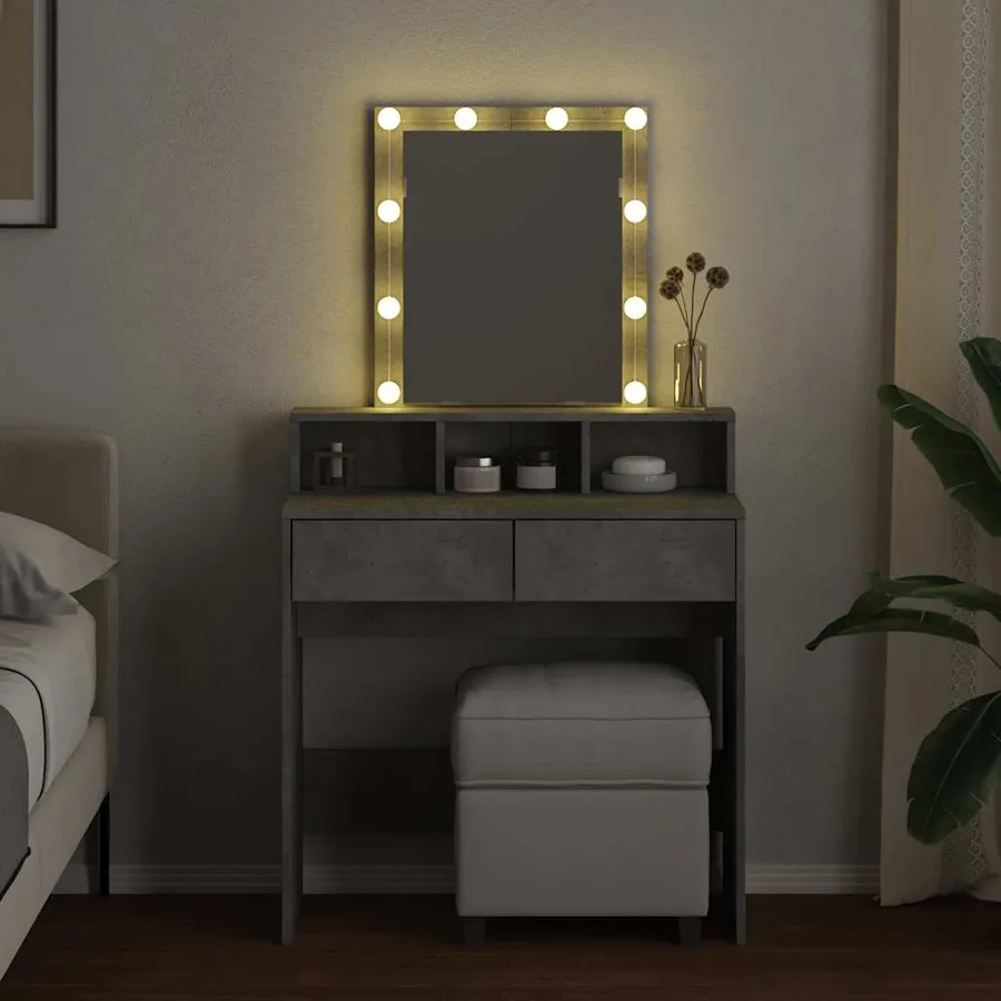 Coiffeuse avec LED gris béton 80x41x144,5 cm - 3