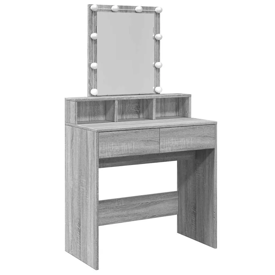 Coiffeuse avec LED sonoma gris 80x41x144,5 cm - 2
