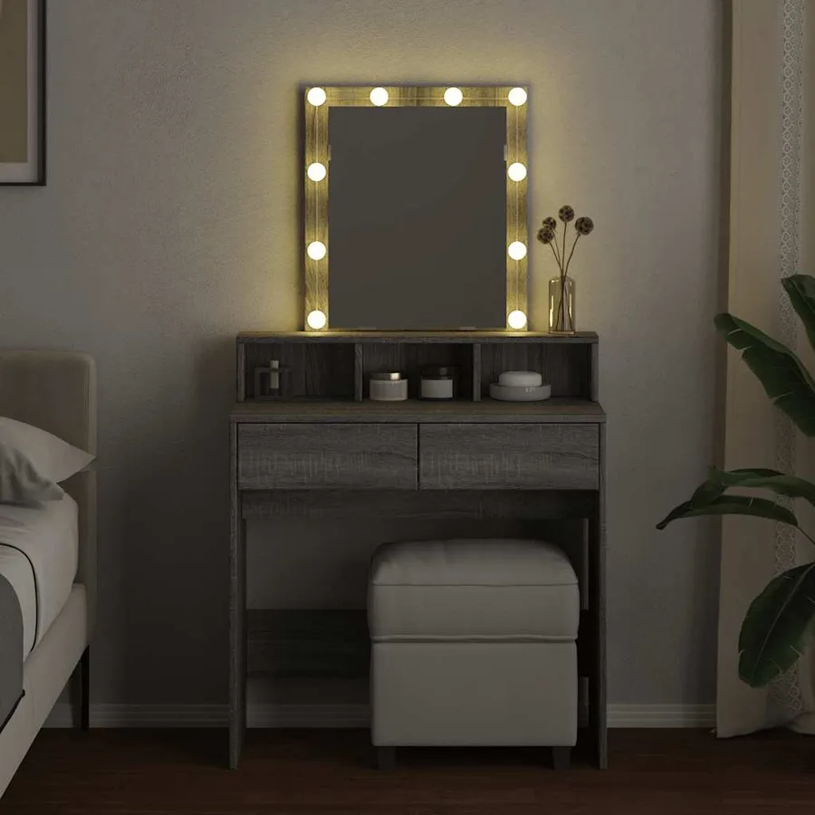 Coiffeuse avec LED sonoma gris 80x41x144,5 cm - 3