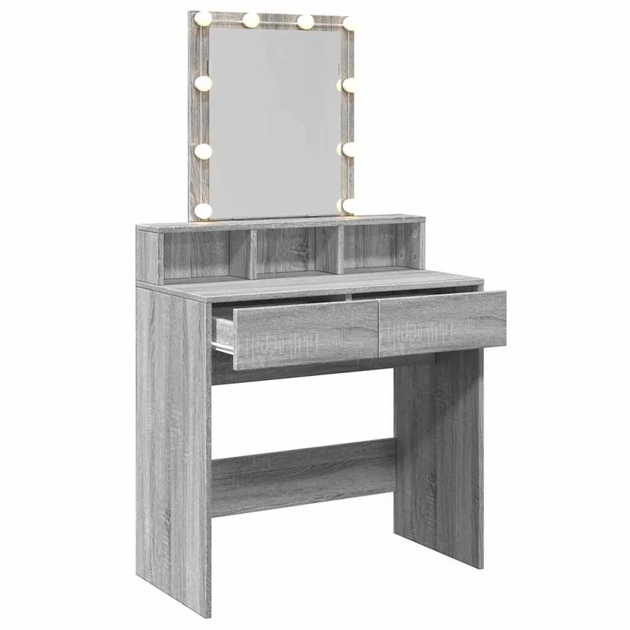 Coiffeuse avec LED sonoma gris 80x41x144,5 cm - 8