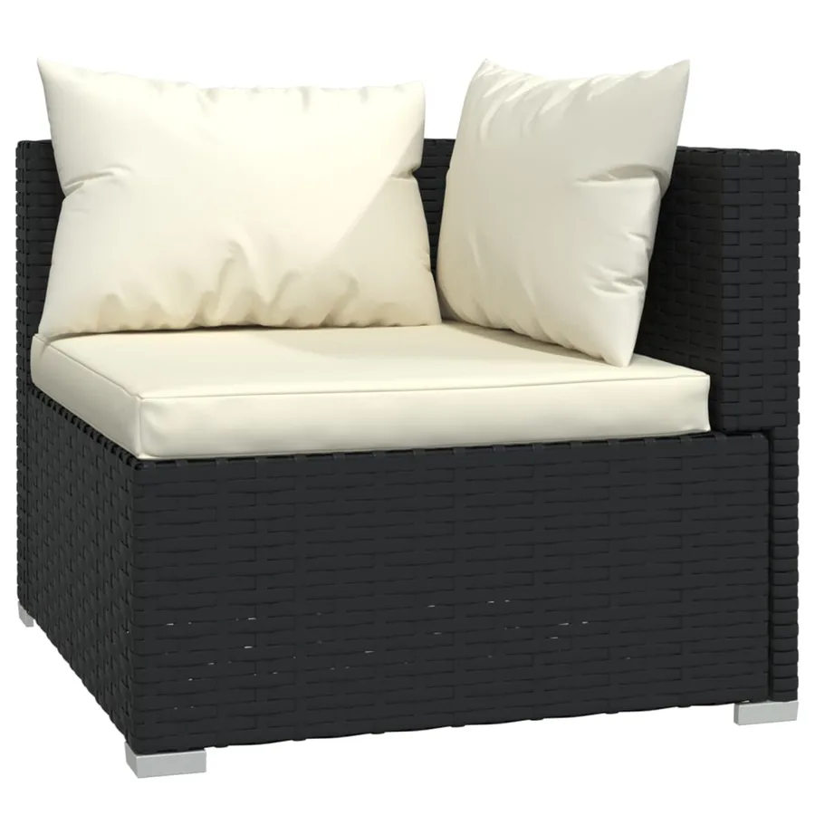 Salon de jardin 8 pcs avec coussins Résine tressée Noir - 3