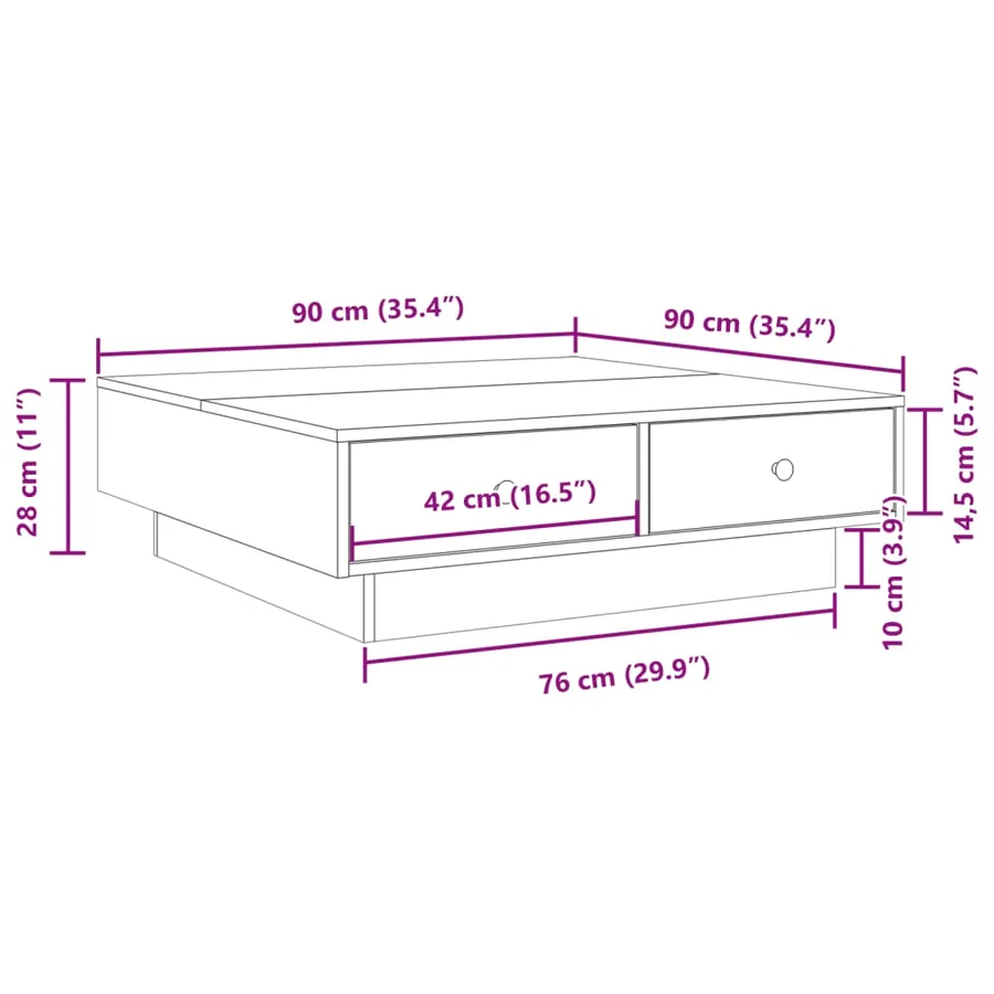 Table basse Gris béton 90x90x28 cm Aggloméré - 10