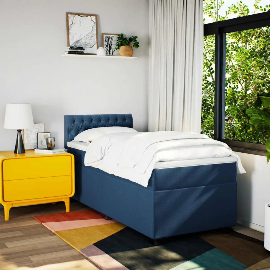 Sommier à lattes de lit avec matelas Bleu 80x200 cm Tissu - 4