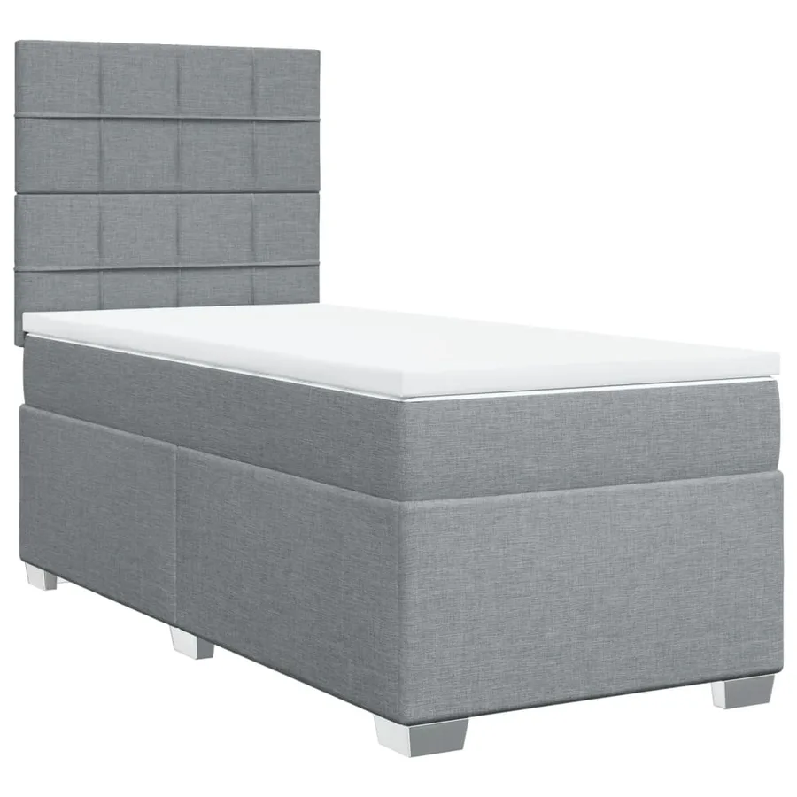Sommier à lattes de lit avec matelas gris clair 80x200 cm tissu - 3