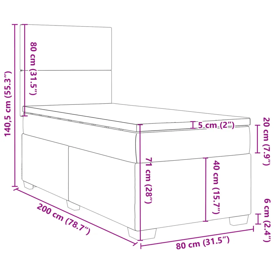 Sommier à lattes de lit avec matelas gris clair 80x200 cm tissu - 13