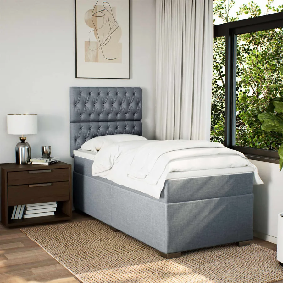 Sommier à lattes de lit avec matelas gris clair 80x200 cm tissu - 4