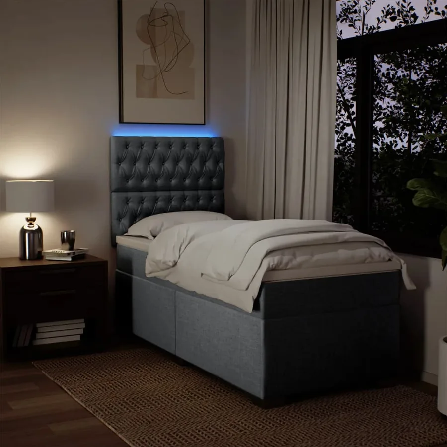 Sommier à lattes de lit avec matelas gris clair 80x200 cm tissu - 5