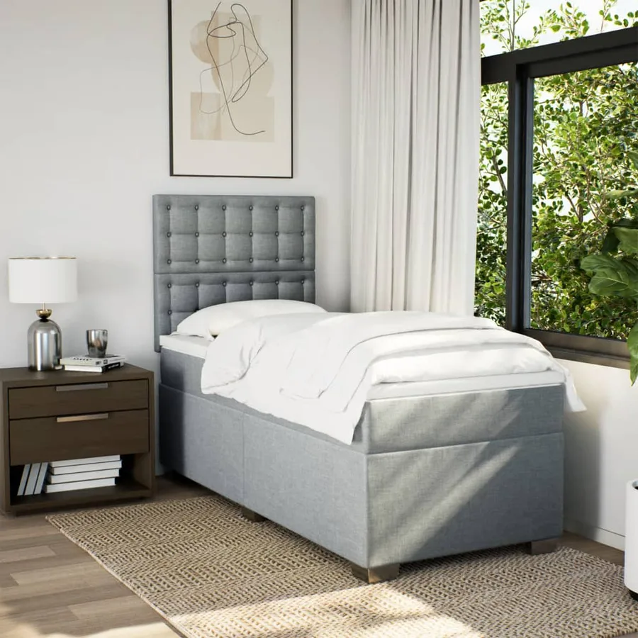 Sommier à lattes de lit avec matelas gris clair 80x200 cm tissu - 3