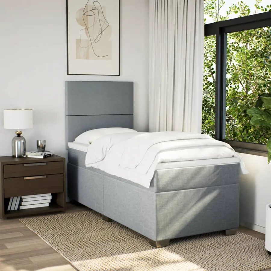 Sommier à lattes de lit avec matelas gris clair 80x200 cm tissu - 4