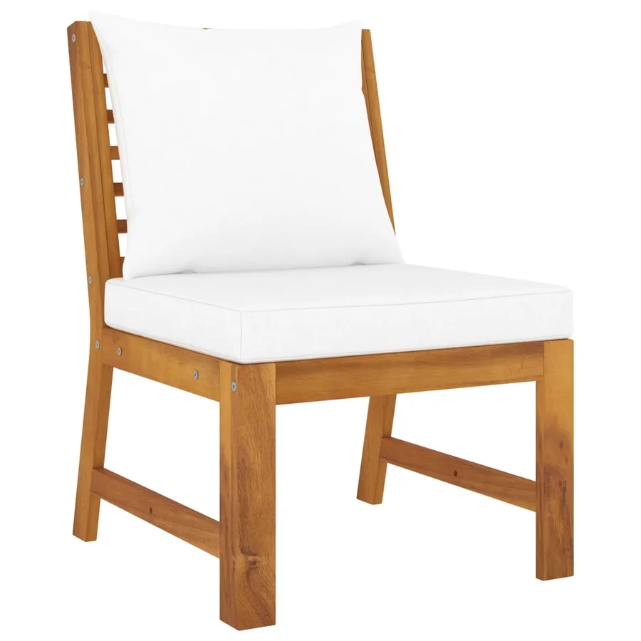 Salon de jardin 9 pcs avec coussin Crème Bois d'acacia solide - 4