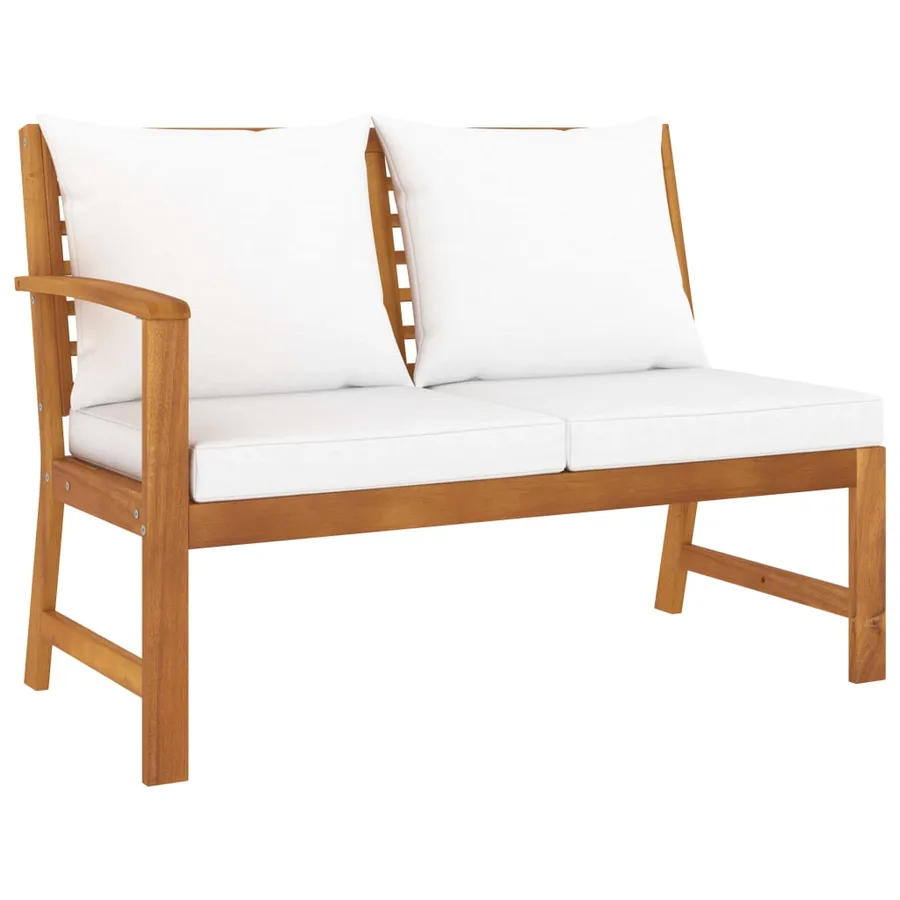 Salon de jardin 9 pcs avec coussin Crème Bois d'acacia solide - 6