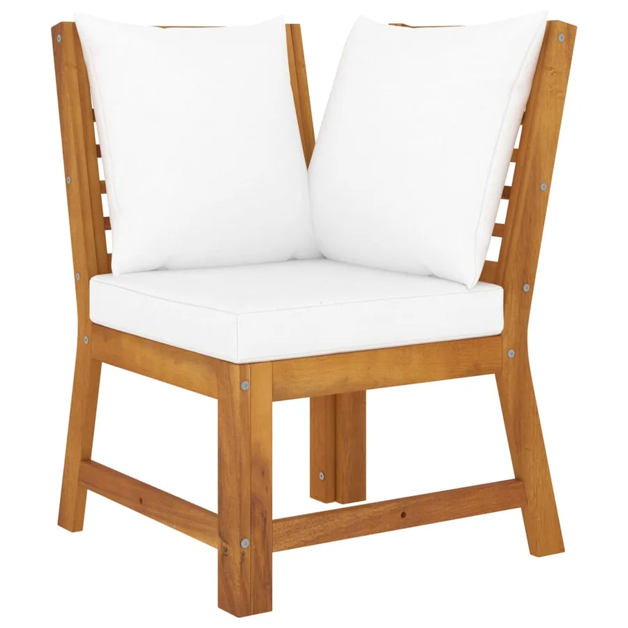Salon de jardin 9 pcs avec coussin Crème Bois d'acacia solide - 7