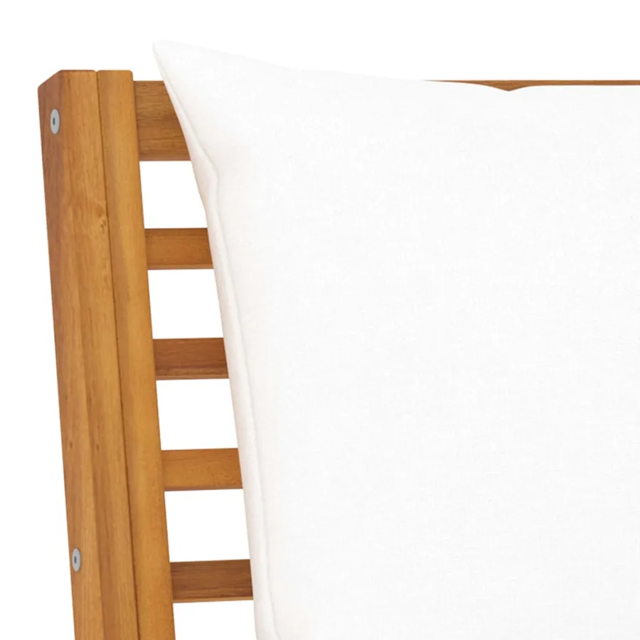 Salon de jardin 9 pcs avec coussin Crème Bois d'acacia solide - 8