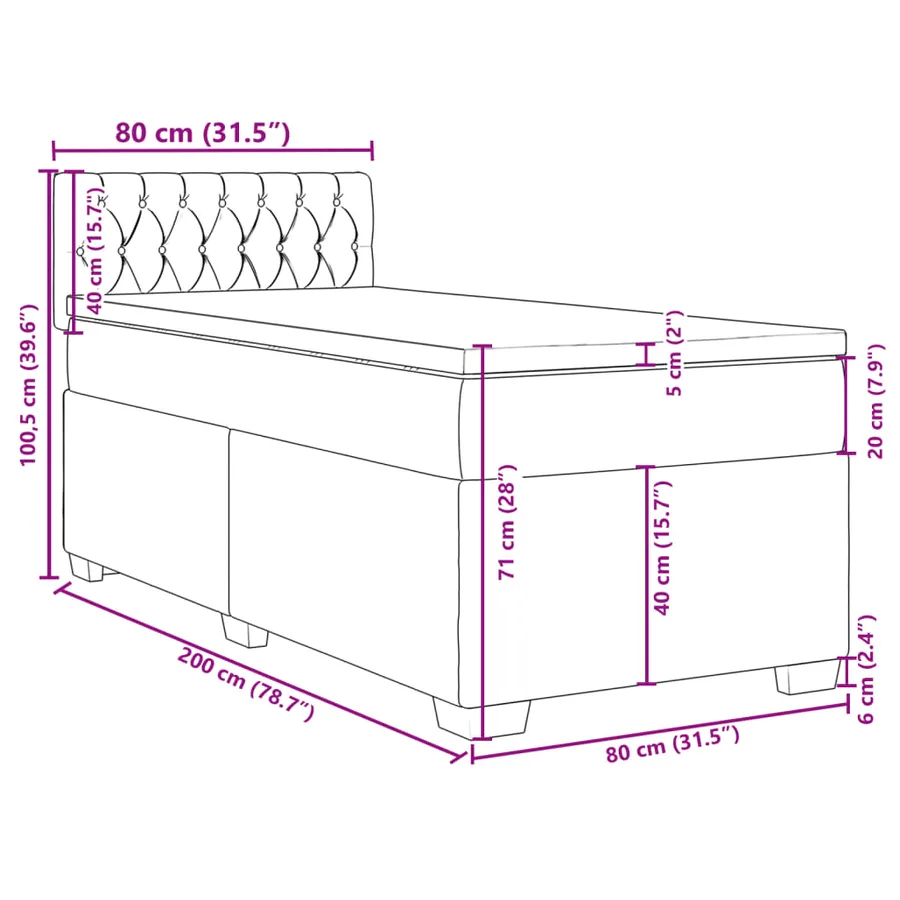 Sommier à lattes de lit avec matelas Gris foncé 80x200 cm Tissu - 13