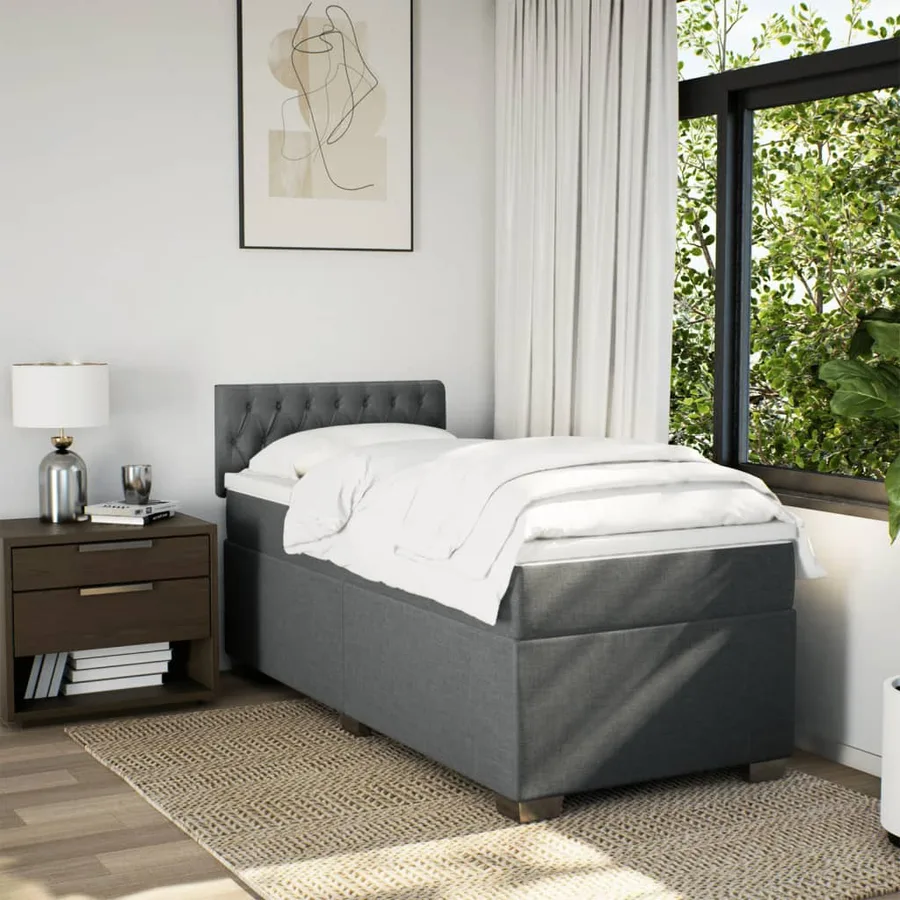 Sommier à lattes de lit avec matelas Gris foncé 80x200 cm Tissu - 3