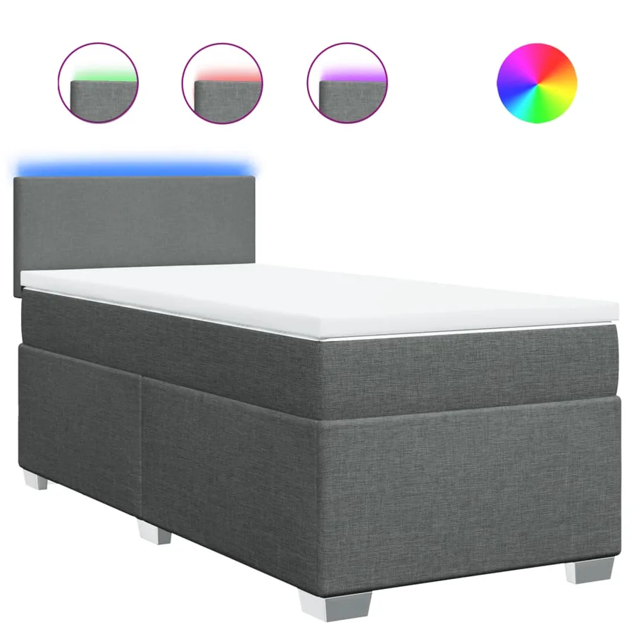 Sommier à lattes de lit avec matelas Gris foncé 80x200 cm Tissu - 2