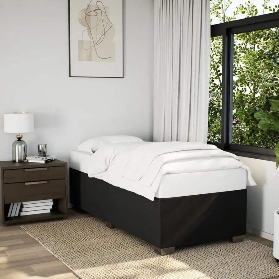 Sommier à lattes de lit et matelas Noir 80x200 cm Tissu - 3