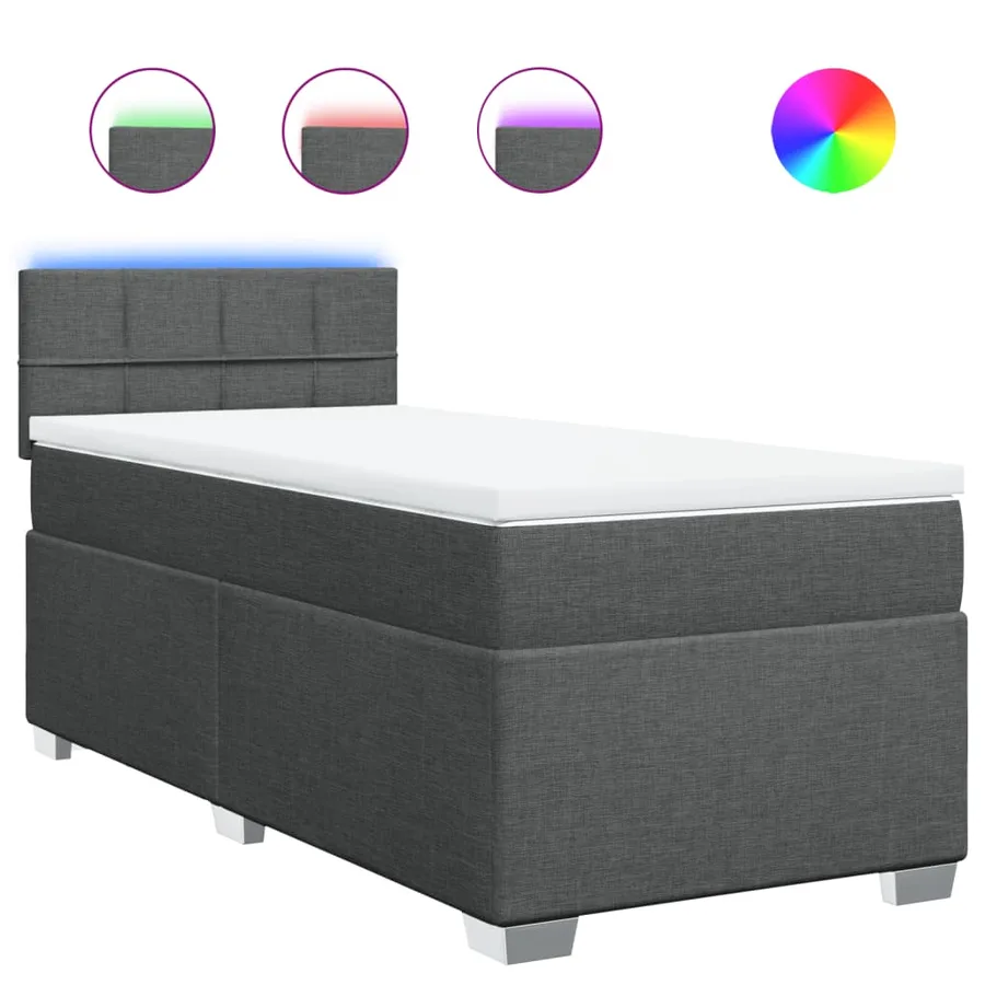 Sommier à lattes de lit avec matelas Gris foncé 80x200 cm Tissu - 2