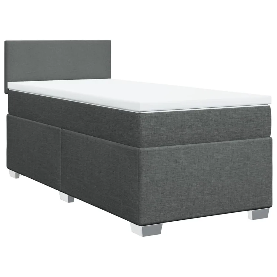 Sommier à lattes de lit et matelas Gris foncé 90x190 cm Tissu - 2
