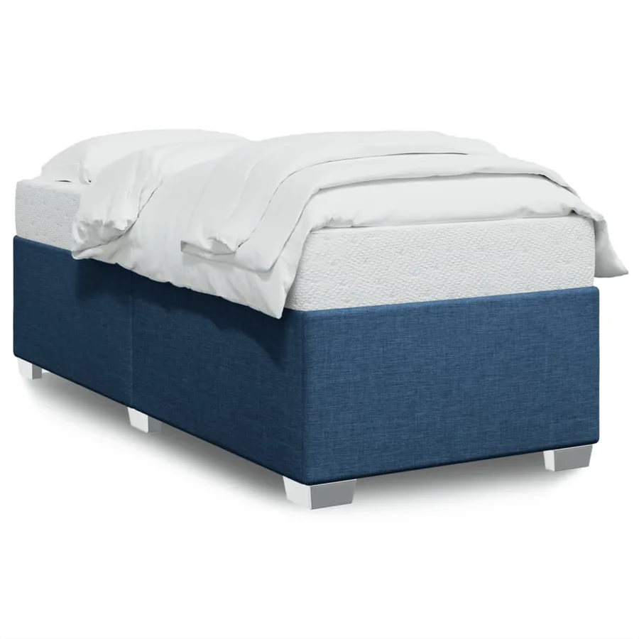 Cadre de lit sans matelas bleu 90x190 cm tissu - 2