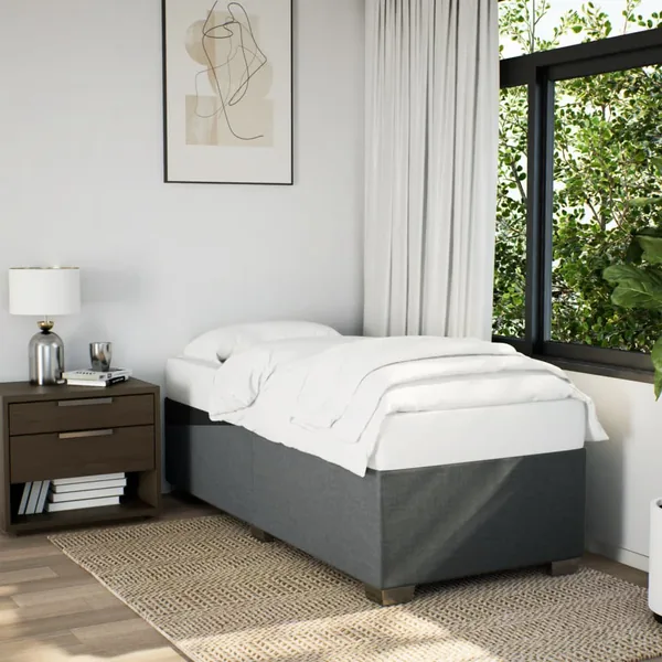 Cadre de lit sans matelas gris foncé 90x190 cm tissu