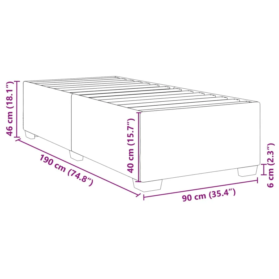 Cadre de lit sans matelas gris foncé 90x190 cm tissu - 9