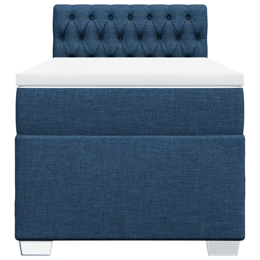 Sommier à lattes de lit avec matelas Bleu 90x190 cm Tissu - 4