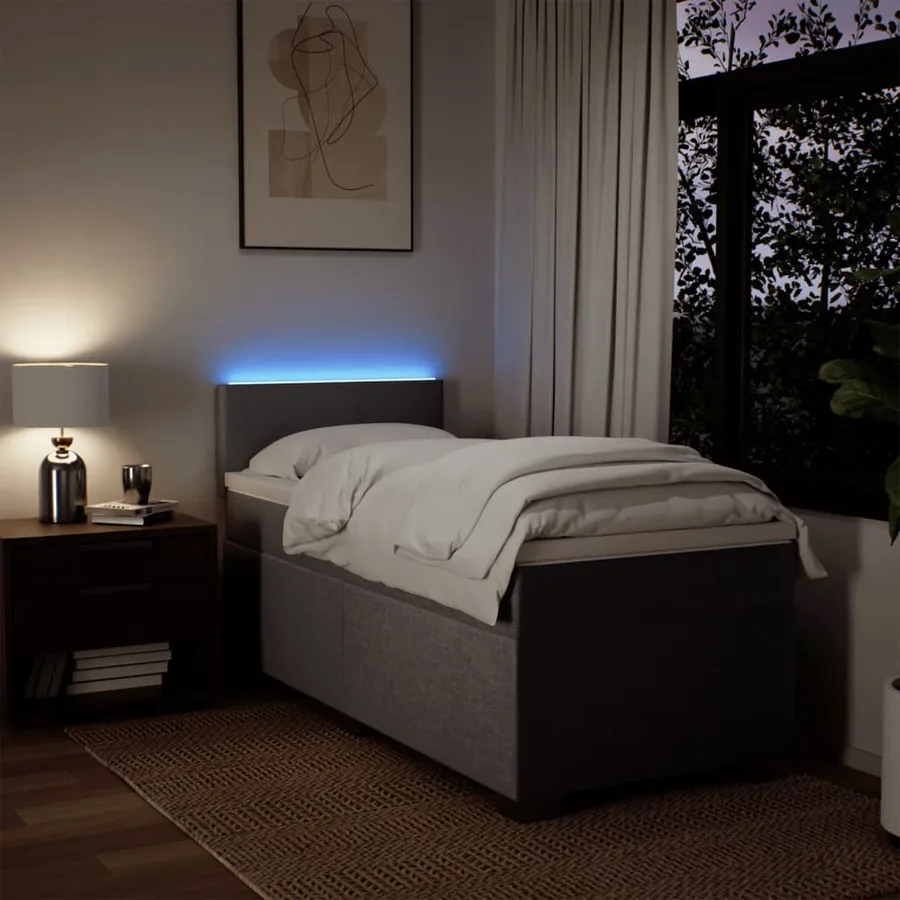 Sommier à lattes de lit avec matelas Taupe 90x190 cm Tissu - 5