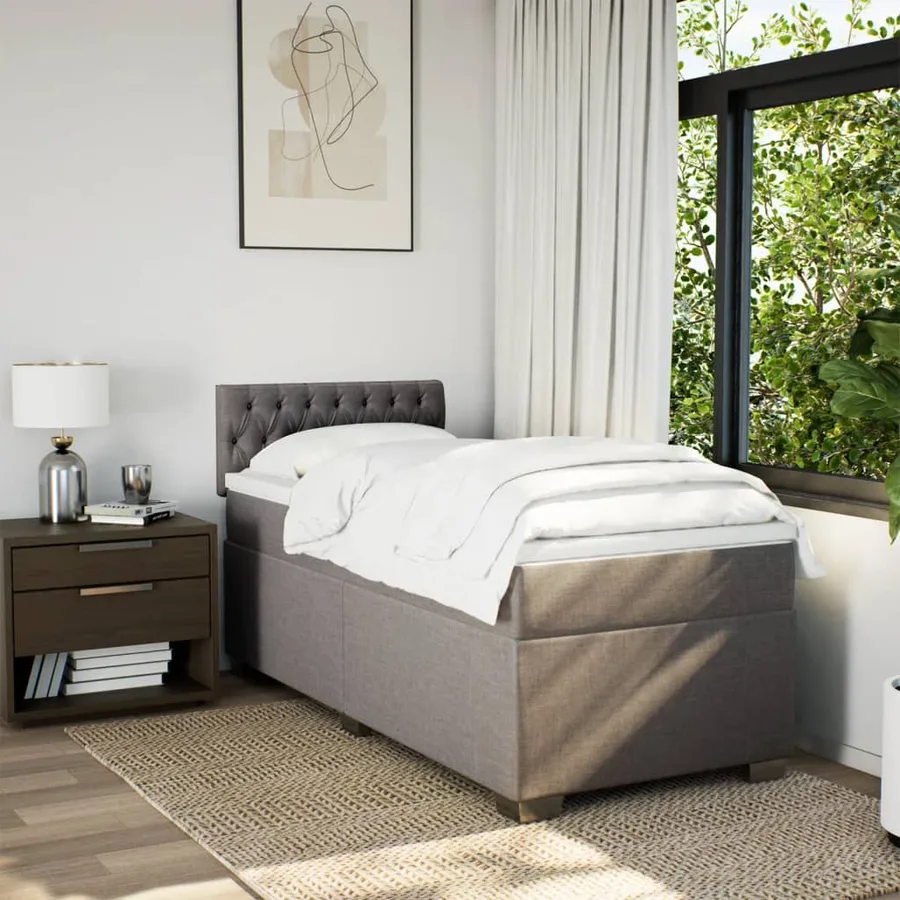 Sommier à lattes de lit avec matelas Taupe 90x190 cm Tissu - 4
