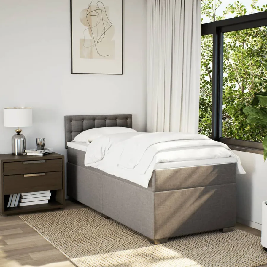 Sommier à lattes de lit avec matelas Taupe 90x190 cm Tissu - 3
