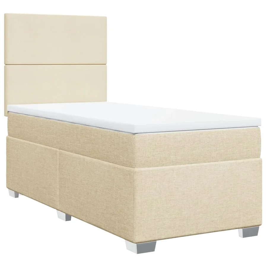 Sommier à lattes de lit et matelas Crème 90x190 cm Tissu - 2