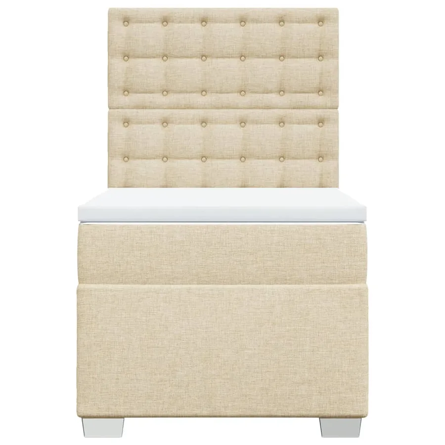Sommier à lattes de lit et matelas Crème 90x190 cm Tissu - 4