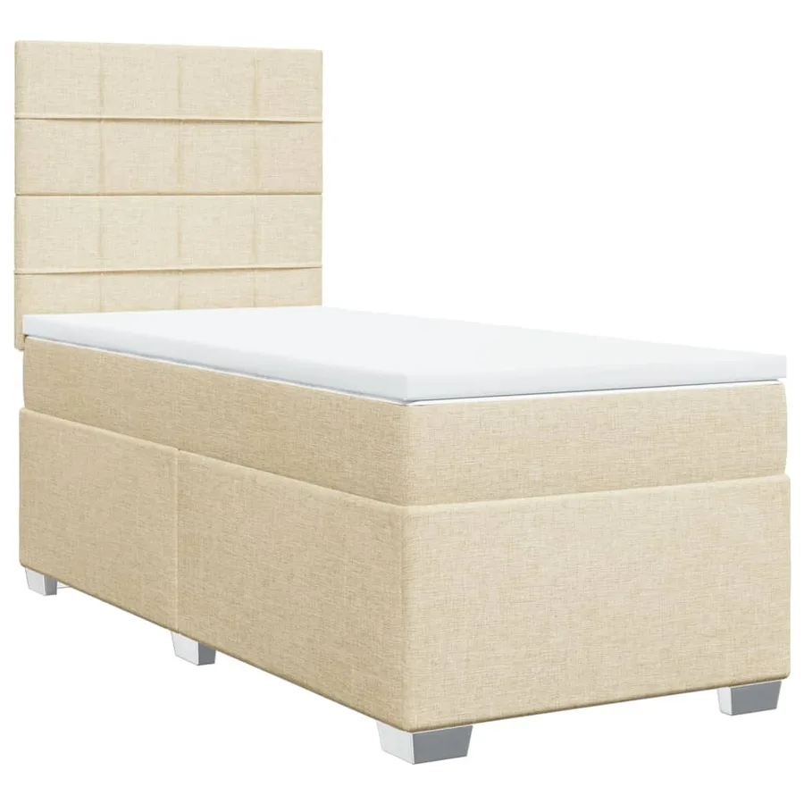 Sommier à lattes de lit et matelas Crème 90x190 cm Tissu - 3