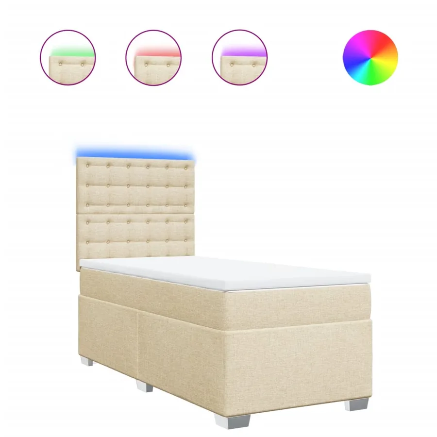 Sommier à lattes de lit avec matelas Crème 80x200 cm Tissu - 2